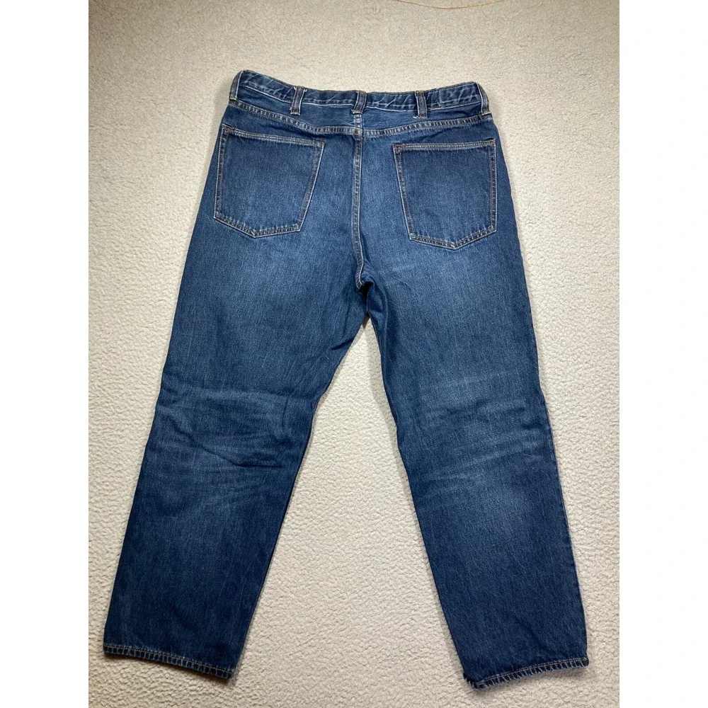Lands' End Jeans Mens 37x27 Blue Straight Traditional Fit Elastic Stretch‎ Waist